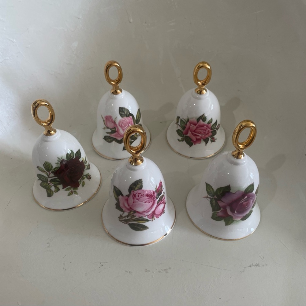 LOT OF 5 Danbury  Mint American  Rose " Collection Bells Limited Edition